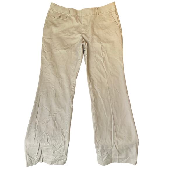Banana Republic Women Flared Khaki Pants size 10 Beige Mid Rise Stretch NWT - Picture 1 of 10